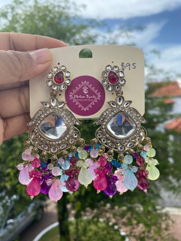 Bollywood Earrings Long Hanging Multicolored