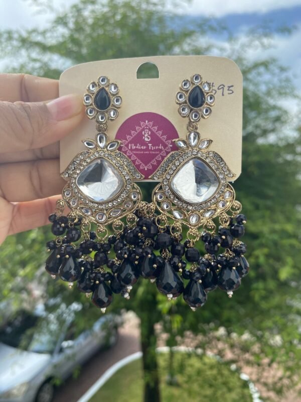Bollywood Earrings Long Hanging Black