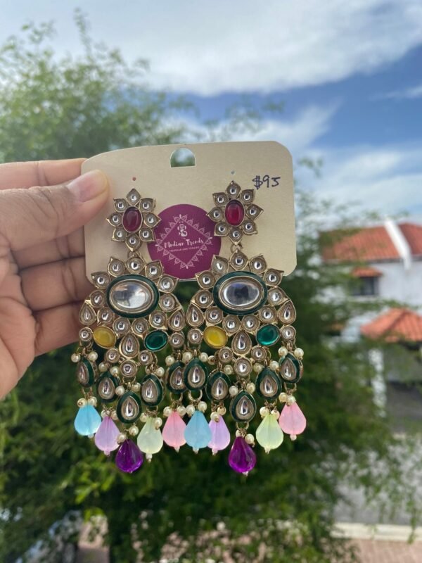 Bollywood Earrings Long Hanging Multicolored