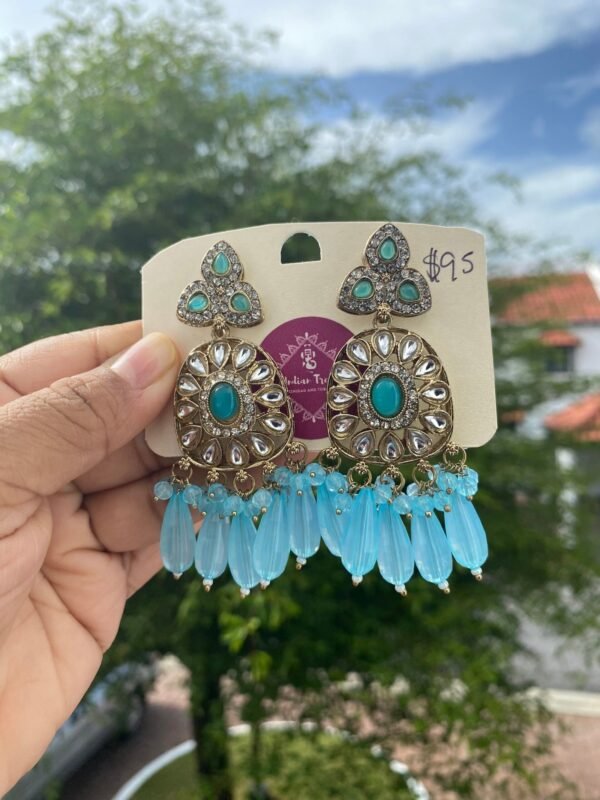 Bollywood Short Earrings -Light Blue