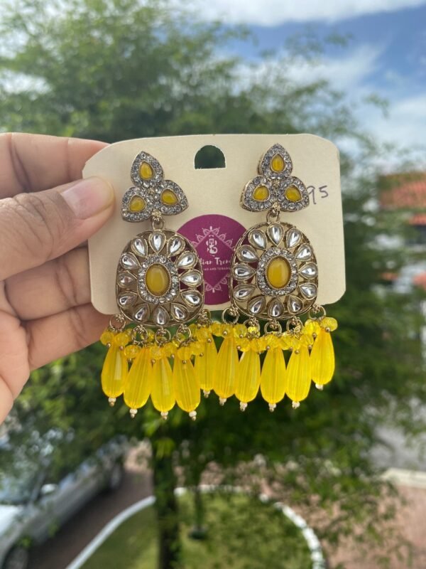 Bollywood Short Earrings- Yellow