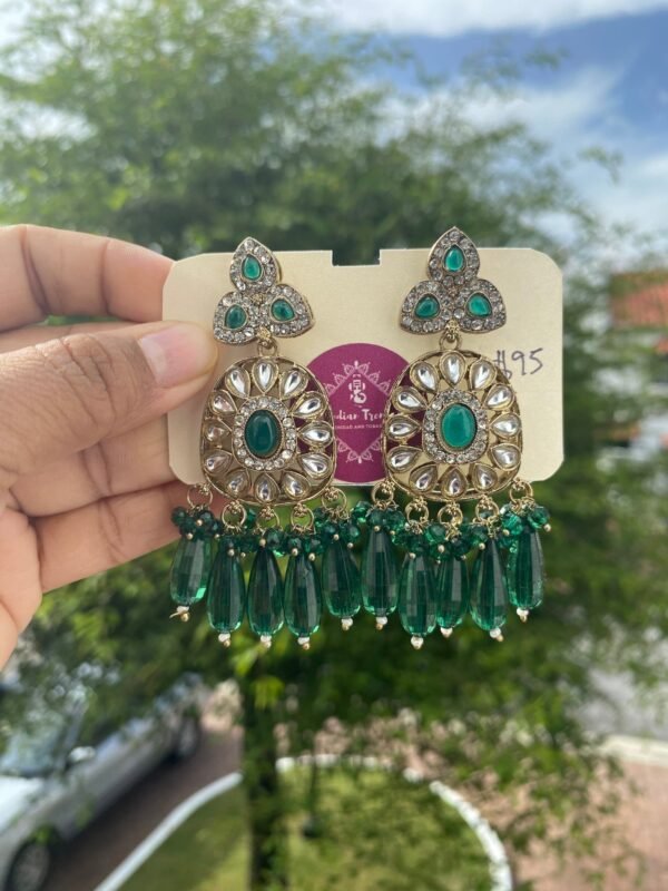 Bollywood Short Earrings -Dark Green