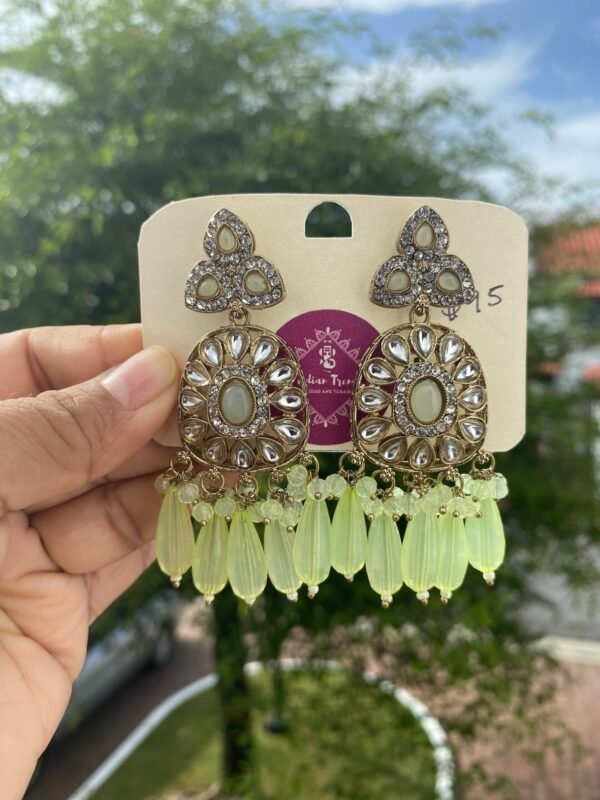 Bollywood Short Earrings -Light Green