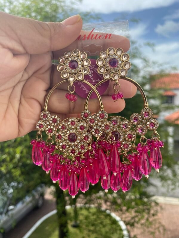 Bollywood Chaandbalis Earrings -Hot Pink