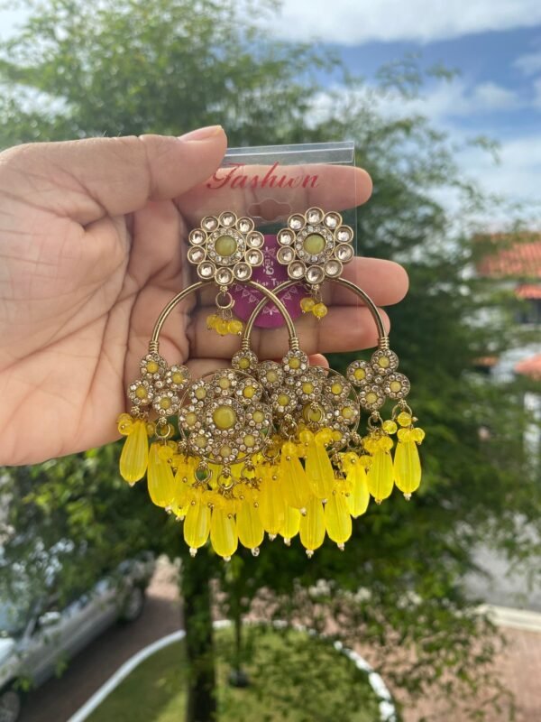 Bollywood Chaandbalis Earrings -Yellow