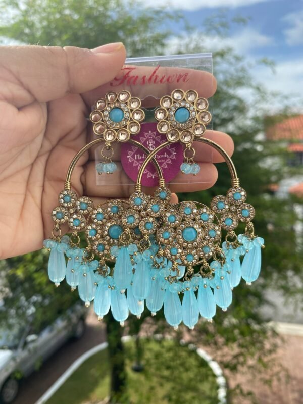 Bollywood Chaandbalis Earrings -Light Blue