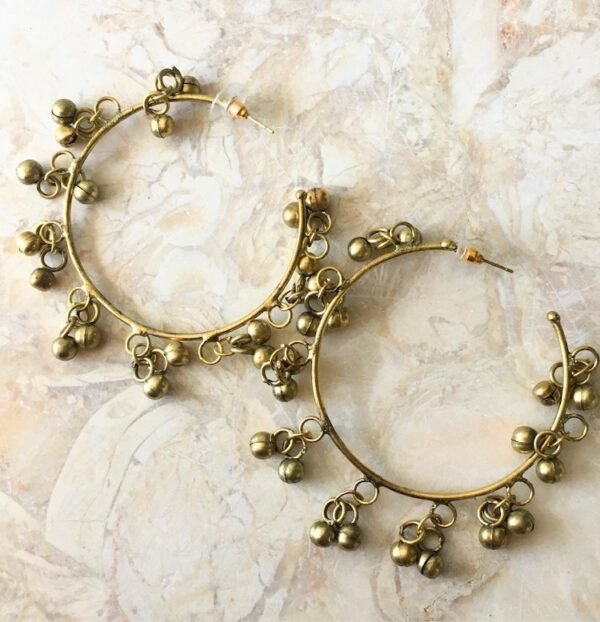 Oxidised Golden Ghungaroo Hoops