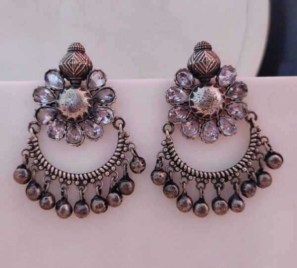 Silver White Stone Chandbalis
