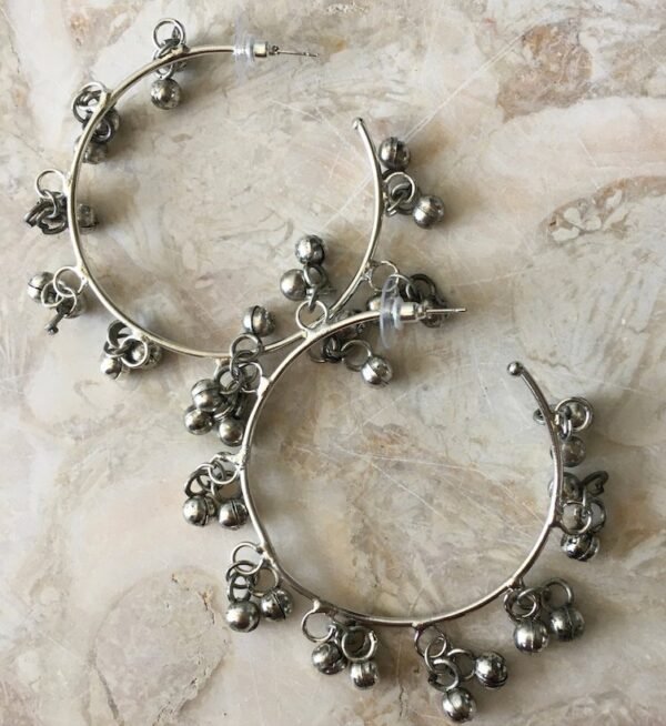 Silver Ghungaroo Hoops