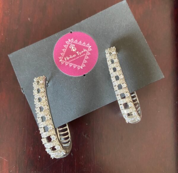 Silver Thick CZ Hoops