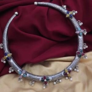 Oxidised Silver Hasli Style Necklace