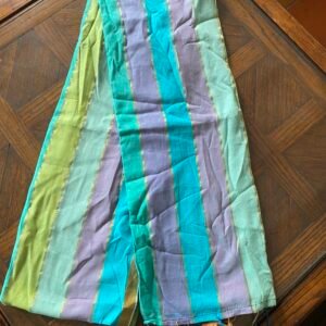 Bengal Cotton Turquoise Blue Colorful Striped Saree